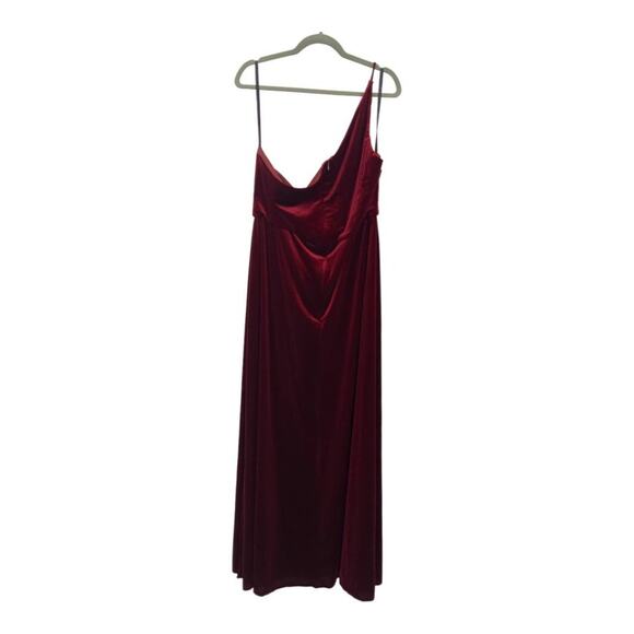 After Six One-Shoulder Cabernet Velvet Gown Size 22W NWT - Picture 4 of 7